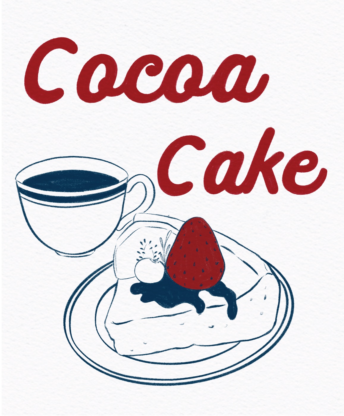 Cocoa Cake — coffee and cake illustration